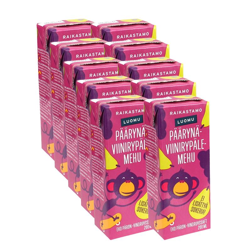 Raikastamo Pillimehu Päärynä & Viinirypäle Luomu 10-pack